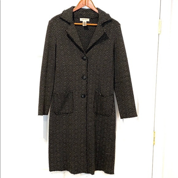 Nine West Gray Pattered Distressed Coat Sz M - Picture 1 of 8